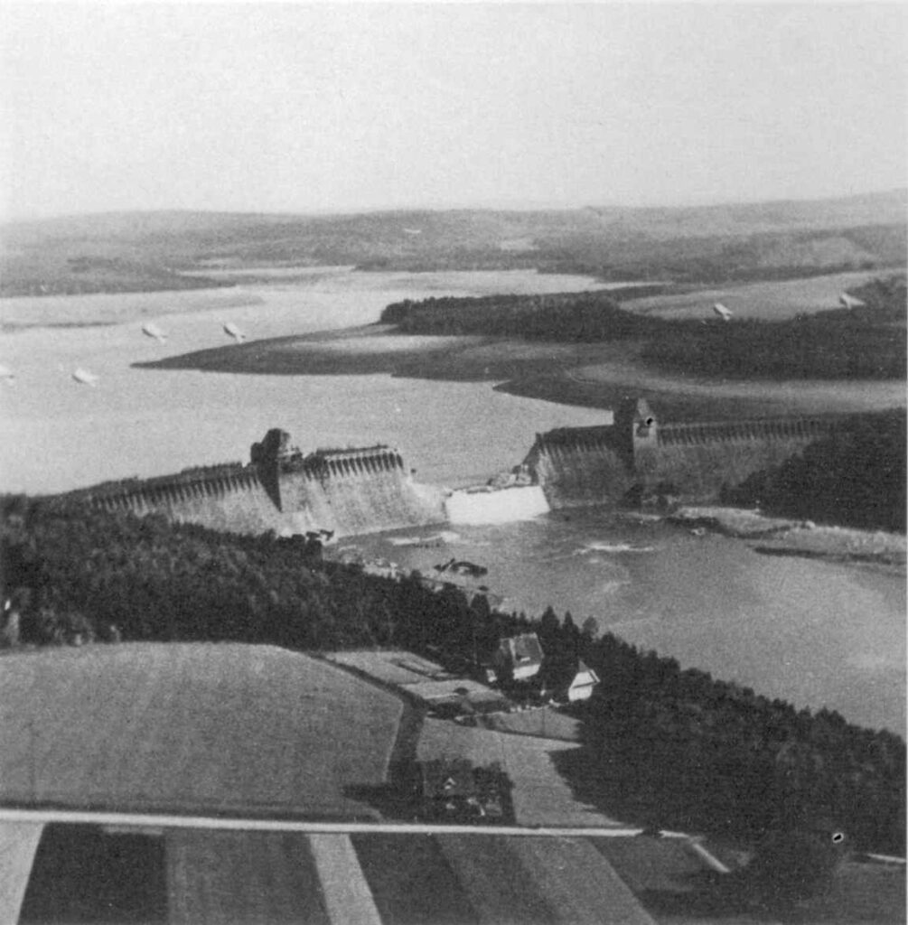 The Eder Dam after being destroyed by “Upkeep” bouncing bombs