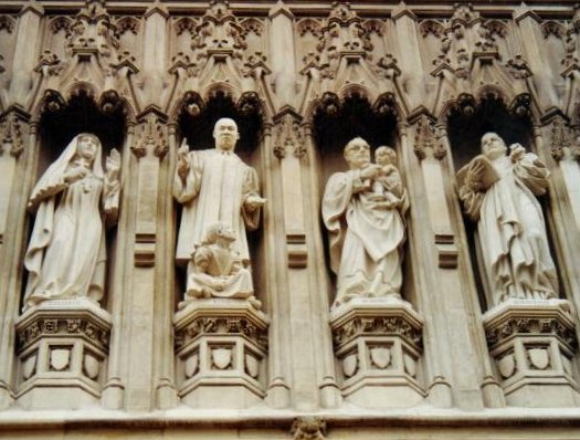 Gallery of 20th Century Martyrs at Westminster Abbey. From left, Mother Elizabeth of Russia, Martin Luther King, Oscar Romero and Dietrich Bonhoeffer. Bonhoeffer is commemorated as a theologian and martyr by the Evangelical Lutheran Church in America, the Church of England and the Church in Wales. His life as a pastor and theologian of great intellect and spirituality, who lived as he preached and his martyrdom in opposition to Nazism, exerted great influence and inspiration for Christians across broad denominations and ideologies including figures such as Martin Luther King Jr. and Archbishop Desmond Tutu.